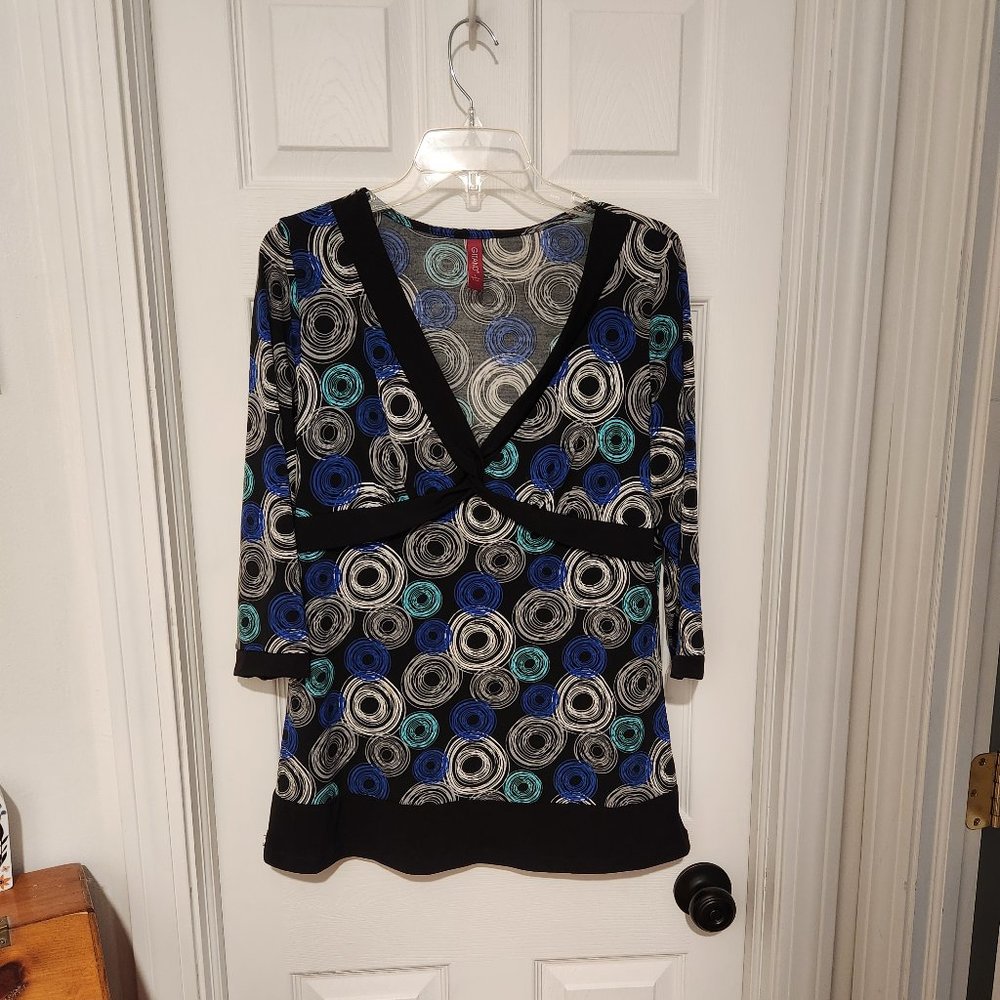 Gitano Tunic Blouse Top Empire 3/4 Sleeve Abstract